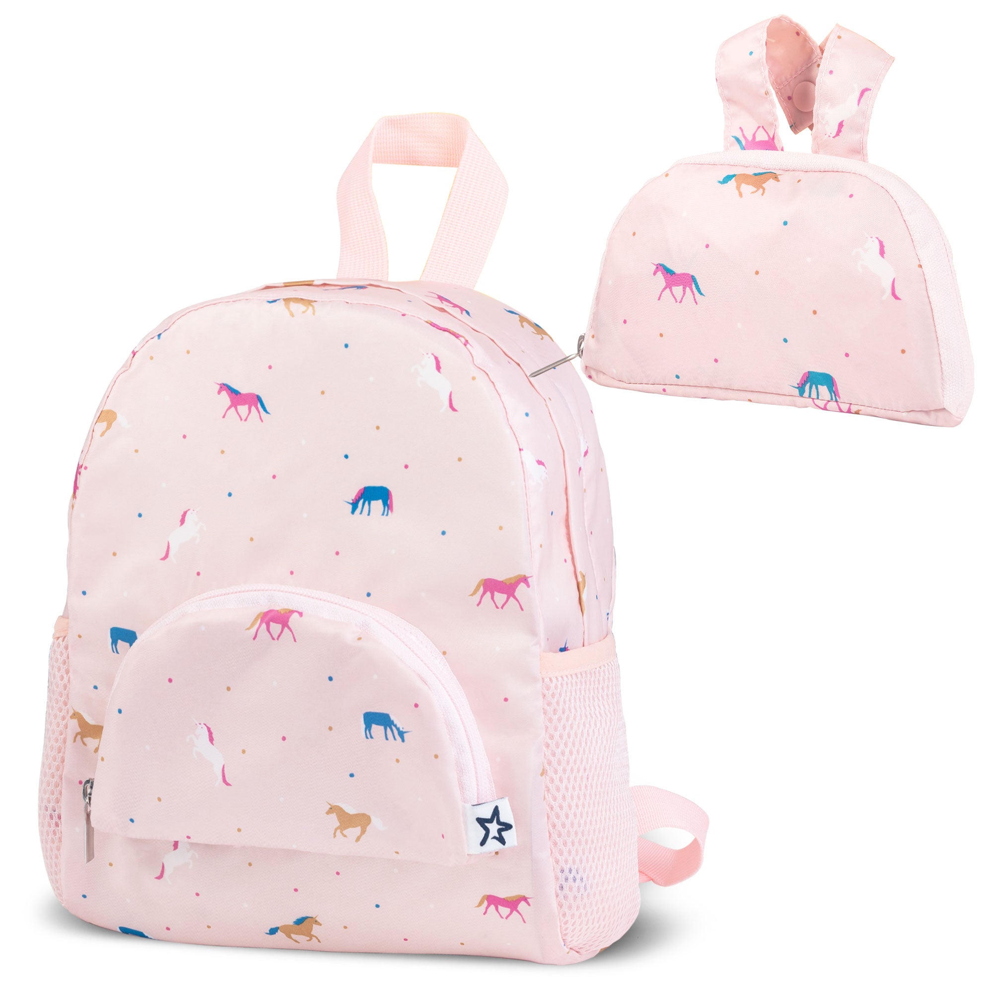 Toddler Mini Lightweight Backpack | Waterproof & Easy Fold-Up Pouch | Ages 2-4