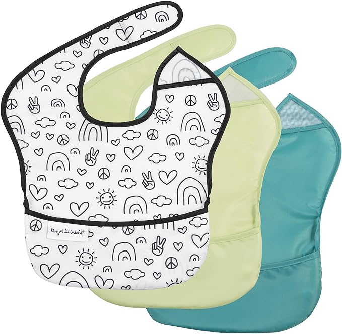 Mess-Proof Easy Waterproof Food Bibs Multi-Pack Sets | Baby & Toddler- PFAS, PVC, BPA, Phthalate Free