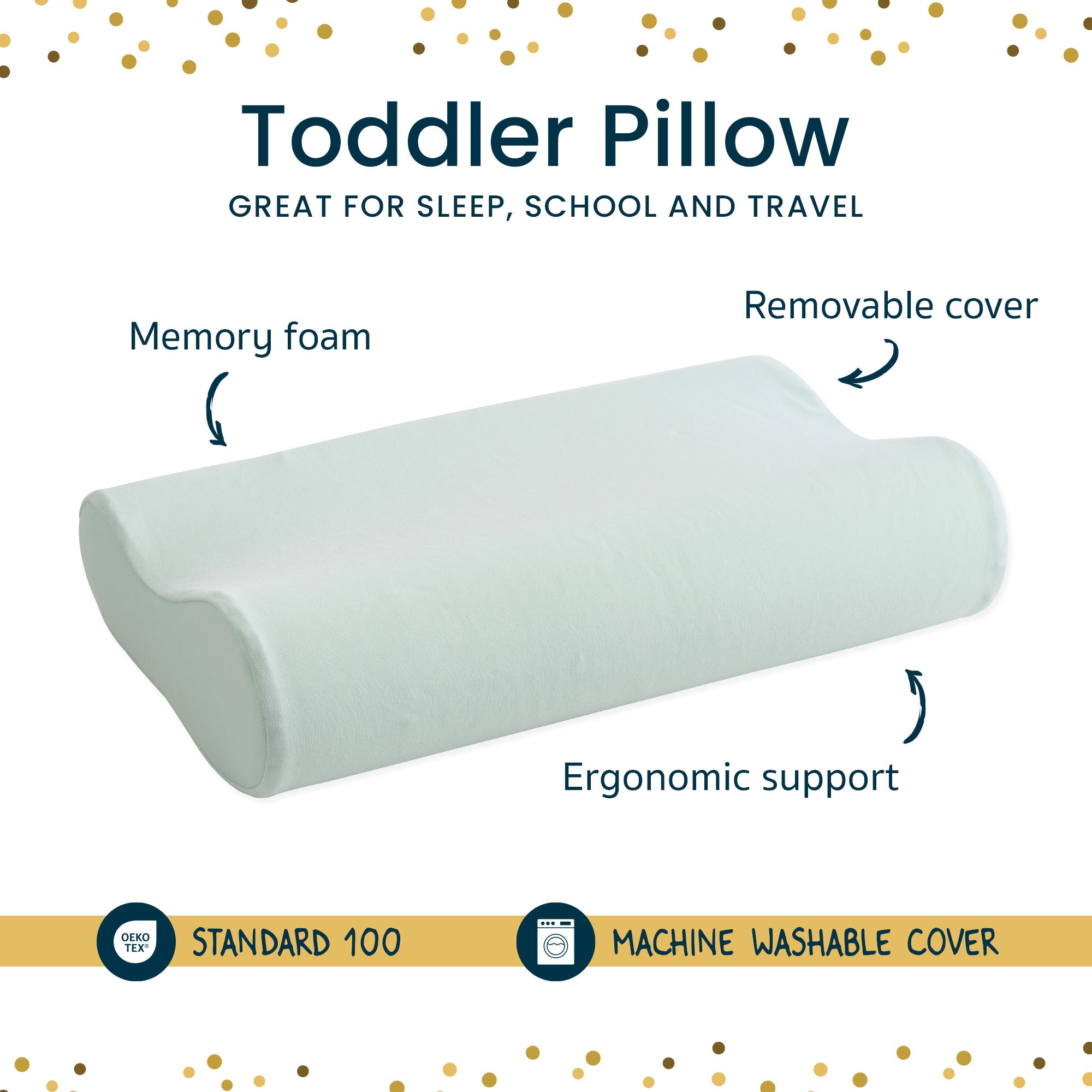 Toddler Memory Foam Pillow with Removable Cover