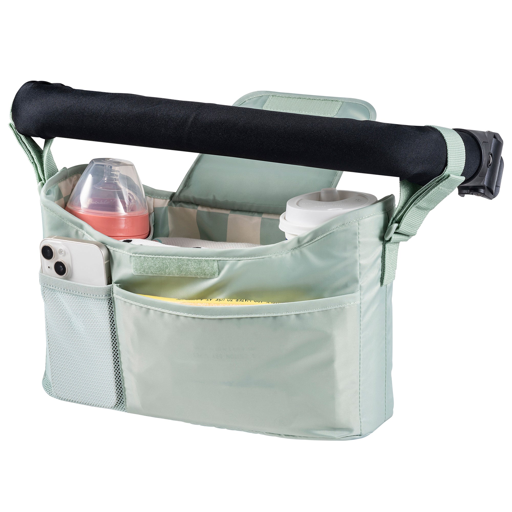 stroller organizer for umbrella stroller Tiny Twinkle Universal Baby Stroller Organizer Caddy, Sage Checkers