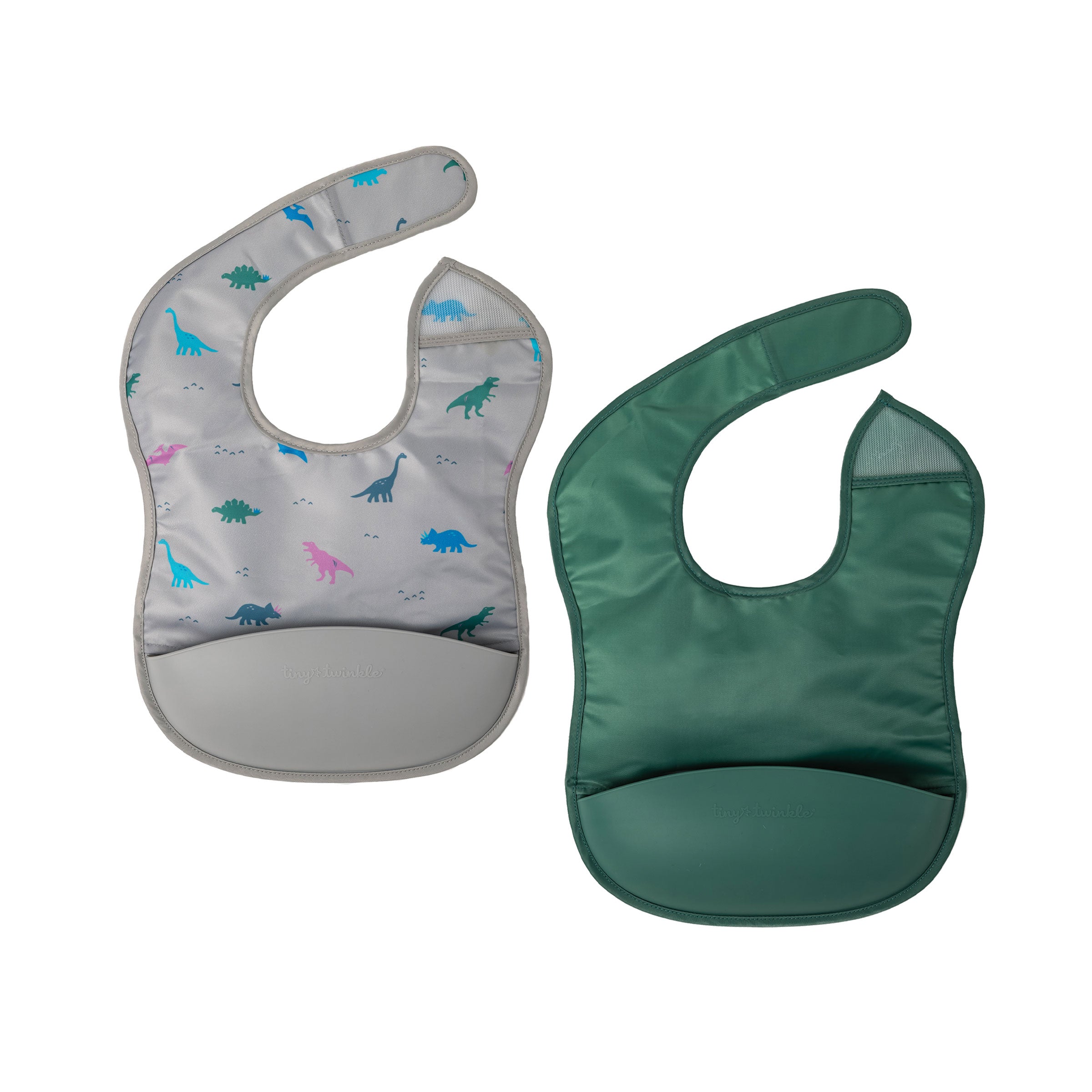 Mess-proof Silicone Pocket Bibs - 2 Pack Sets for Babies