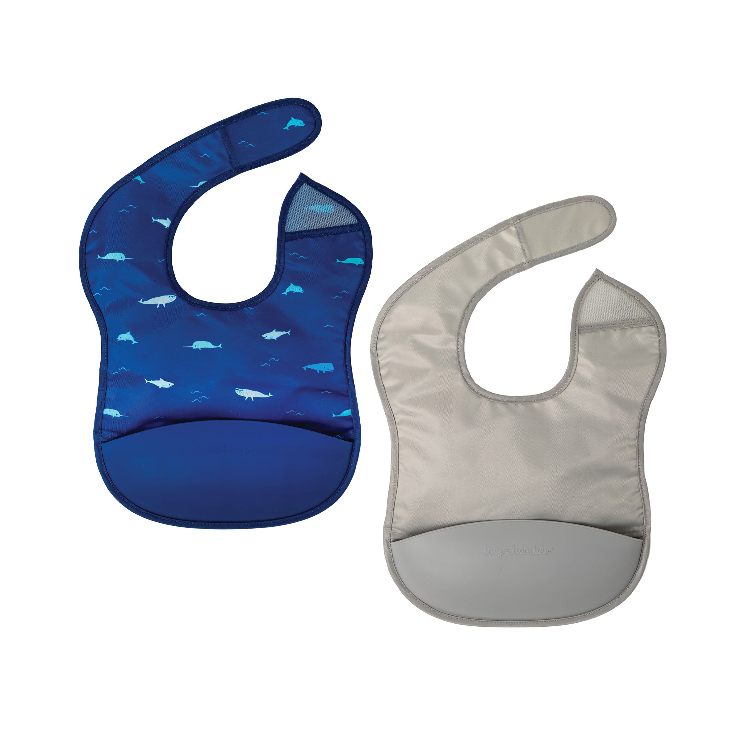 Mess-proof Silicone Pocket Bibs - 2 Pack Sets for Babies