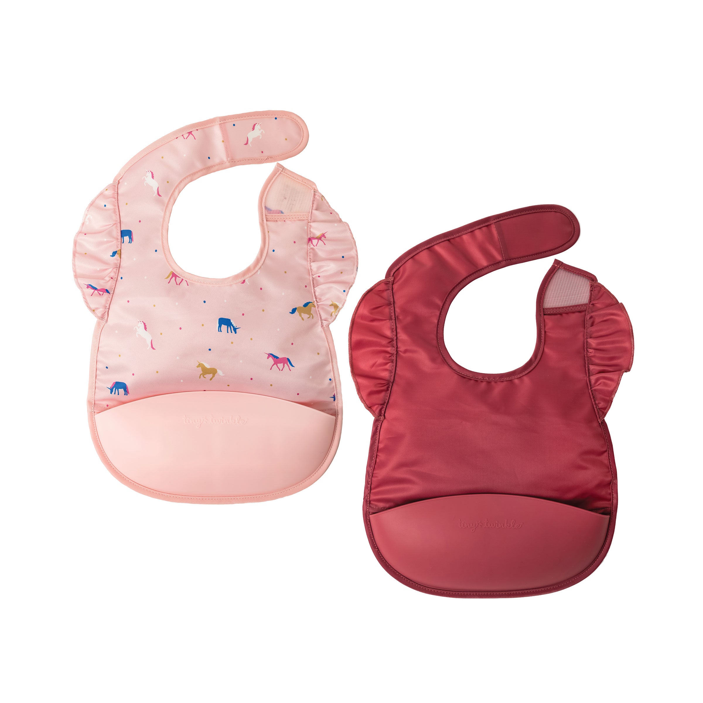 Mess-proof Silicone Pocket Bibs - 2 Pack Sets for Babies