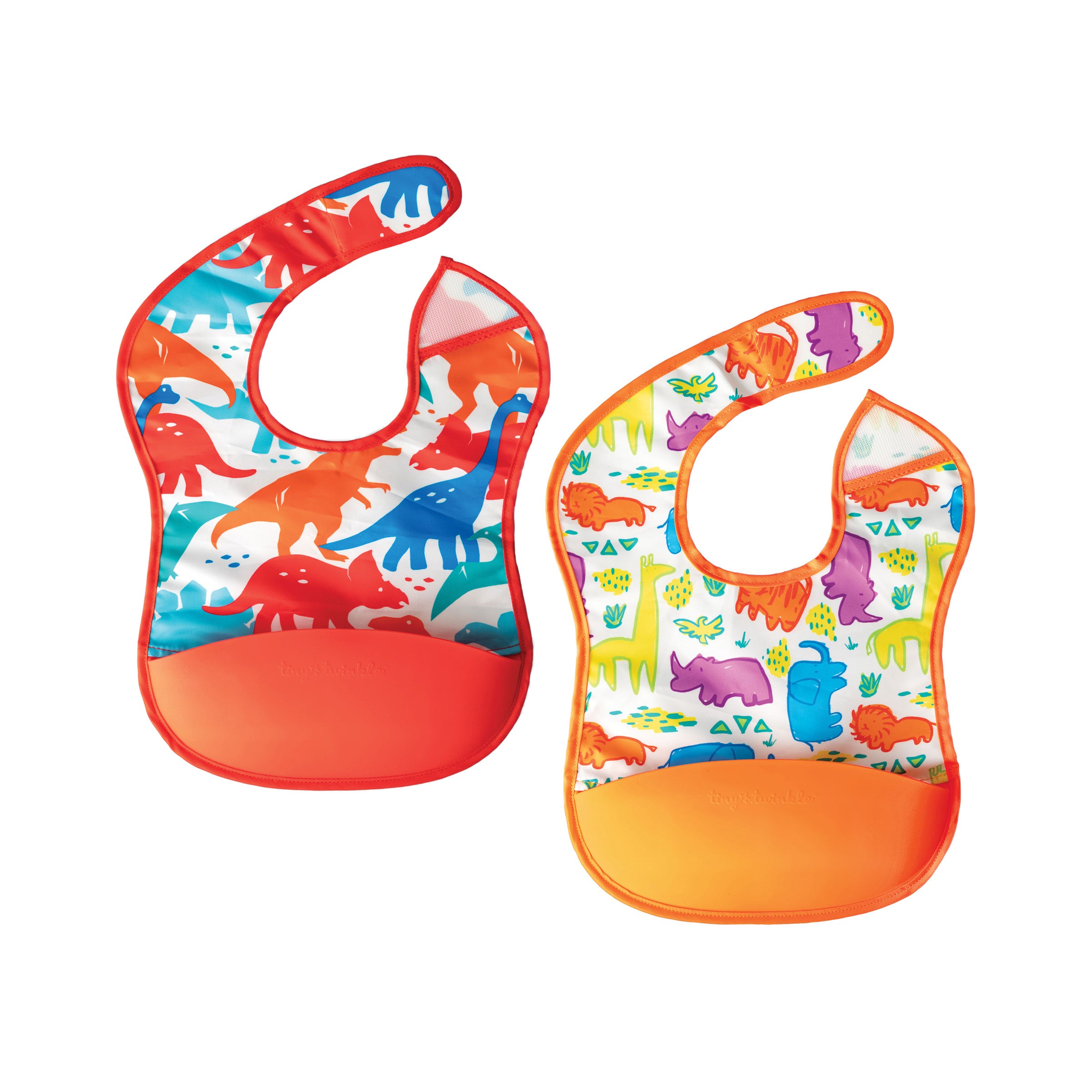 Mess-proof Silicone Pocket Bibs - 2 Pack Sets for Babies