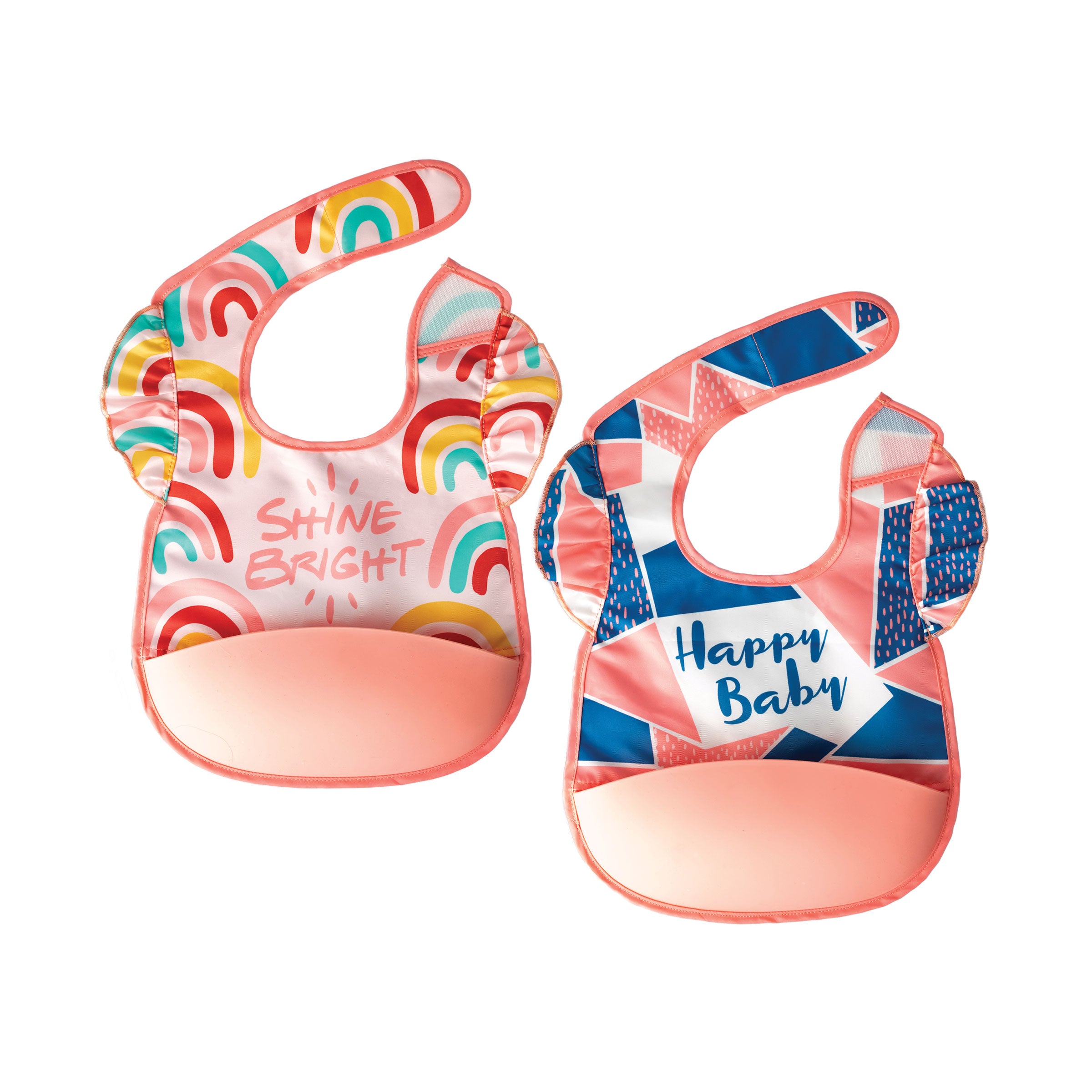 Mess-proof Silicone Pocket Bibs - 2 Pack Sets for Babies