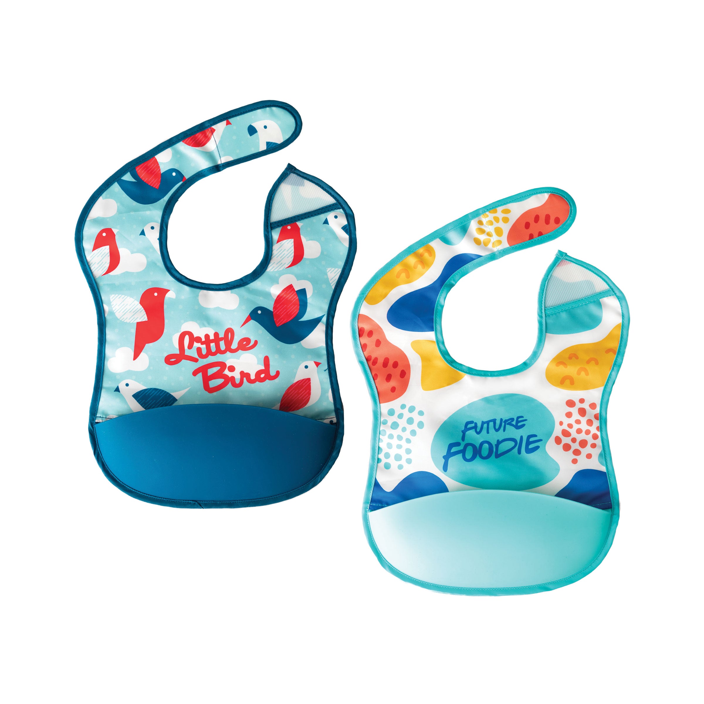 Mess-proof Silicone Pocket Bibs - 2 Pack Sets for Babies