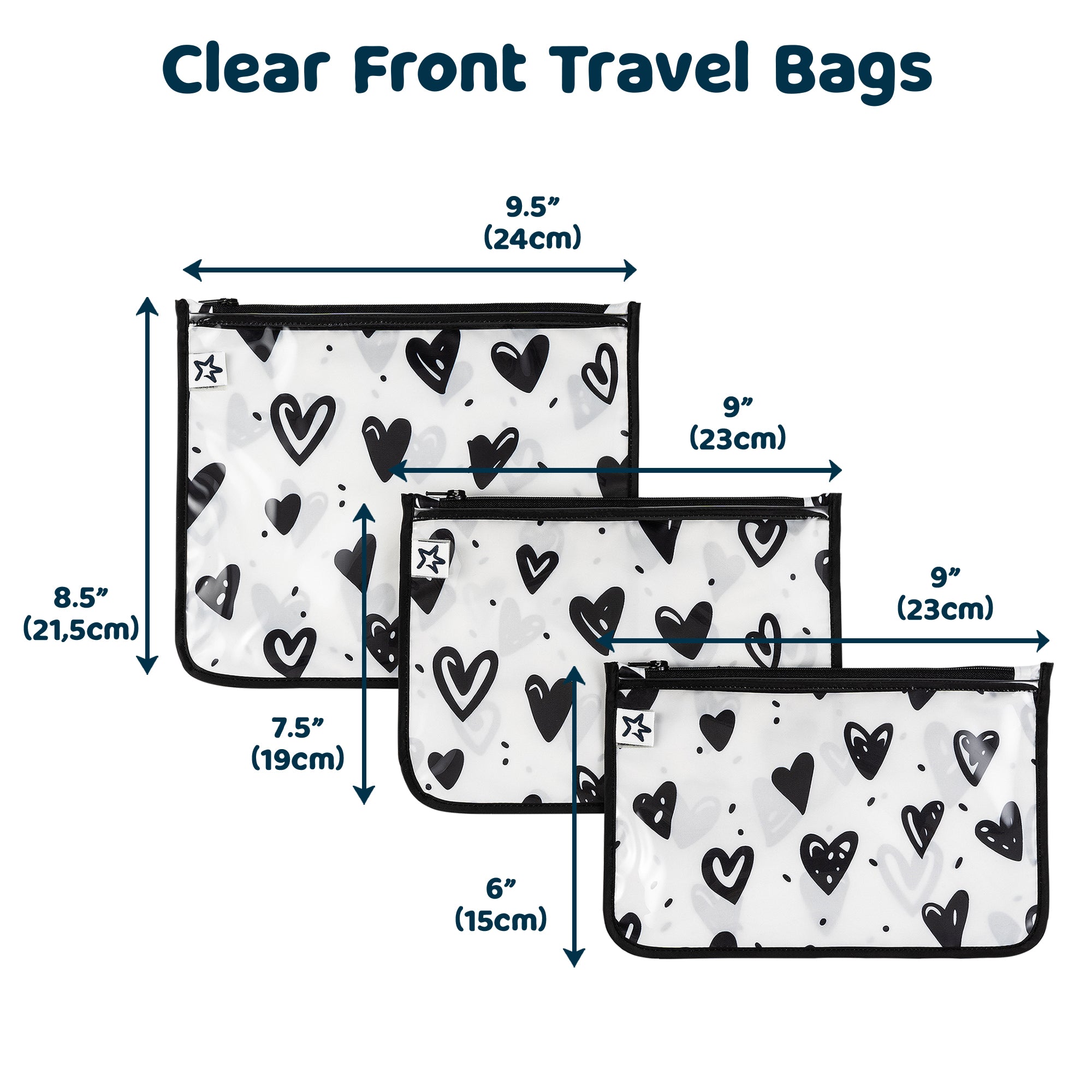 Clear Travel Bags - 3 Pack Sets