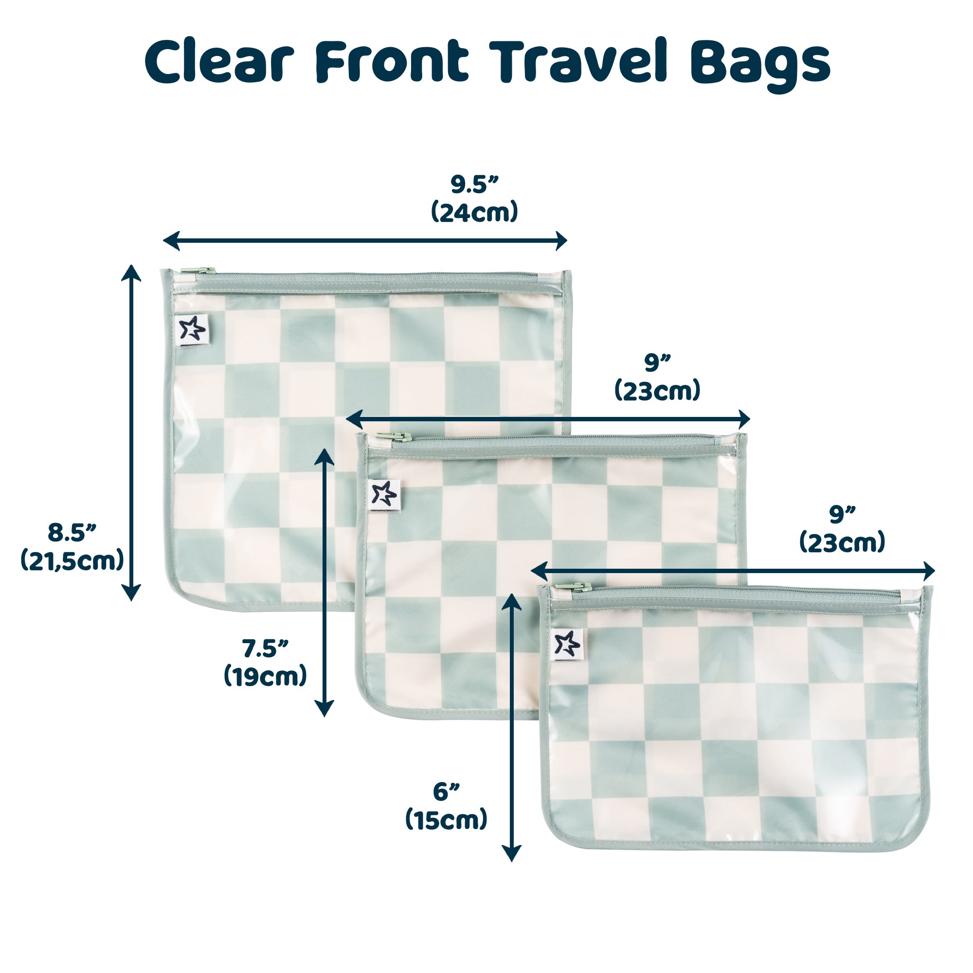Clear Travel Bags - 3 Pack Sets