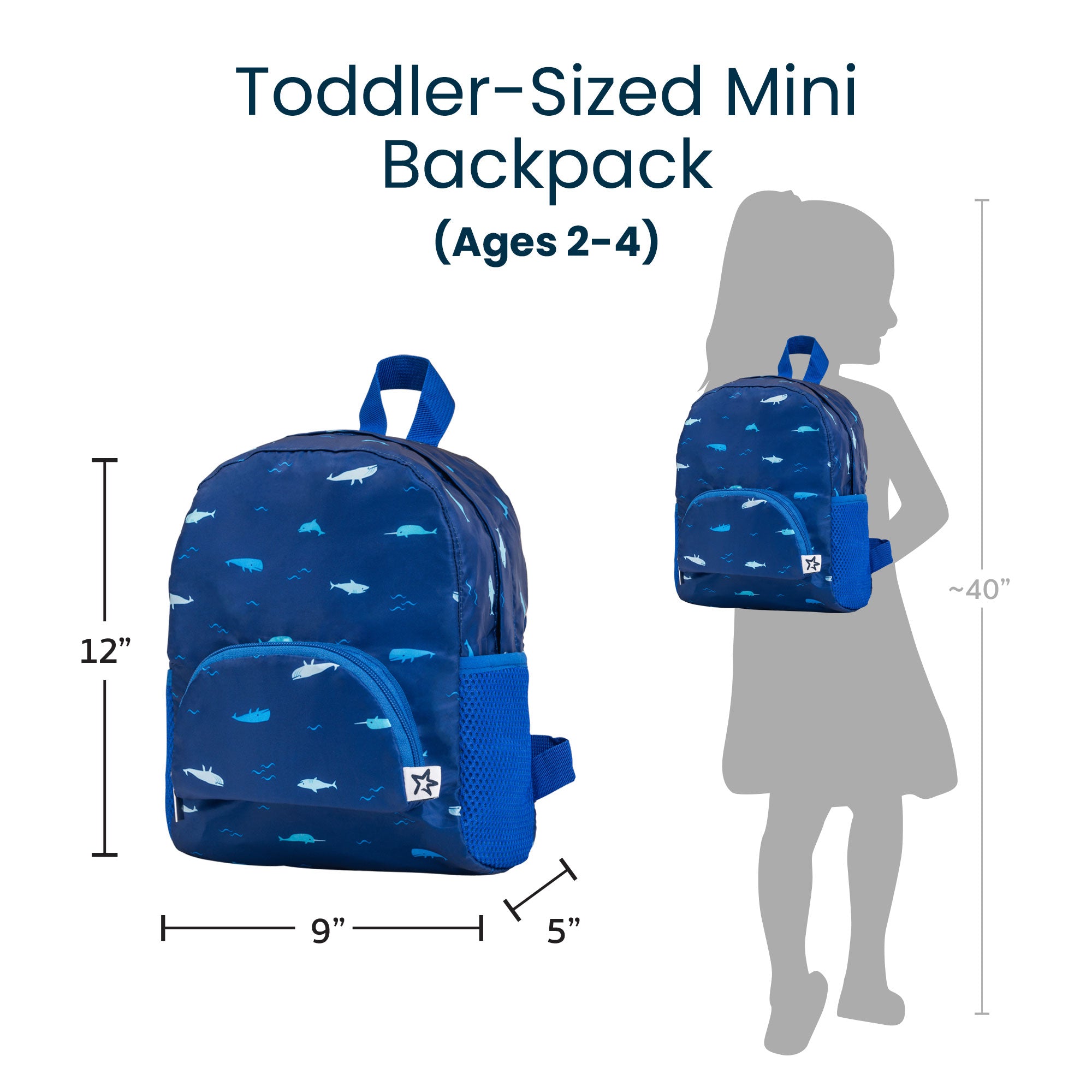 Toddler Mini Lightweight Backpack | Waterproof & Easy Fold-Up Pouch | Ages 2-4