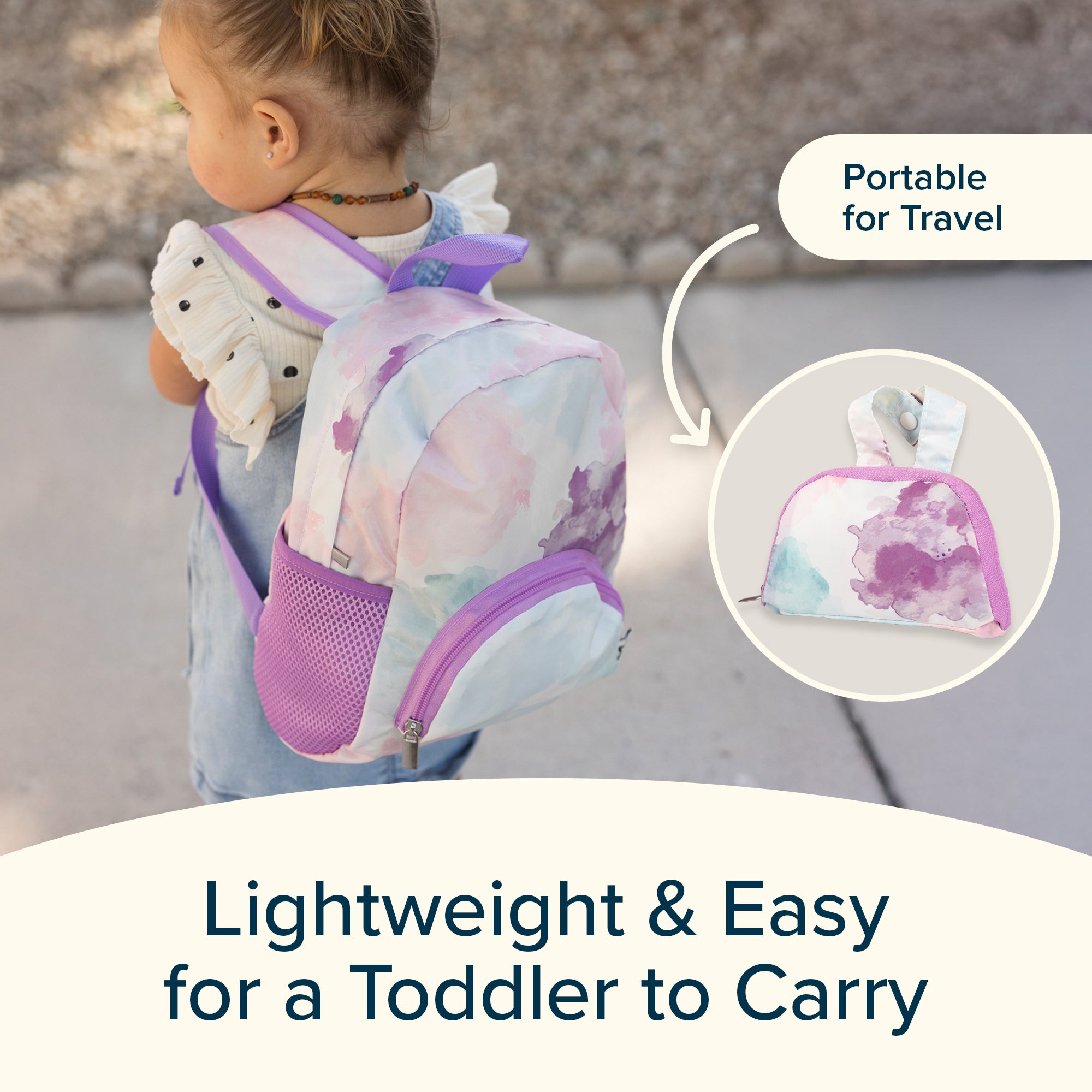 Toddler Mini Lightweight Backpack | Waterproof & Easy Fold-Up Pouch | Ages 2-4