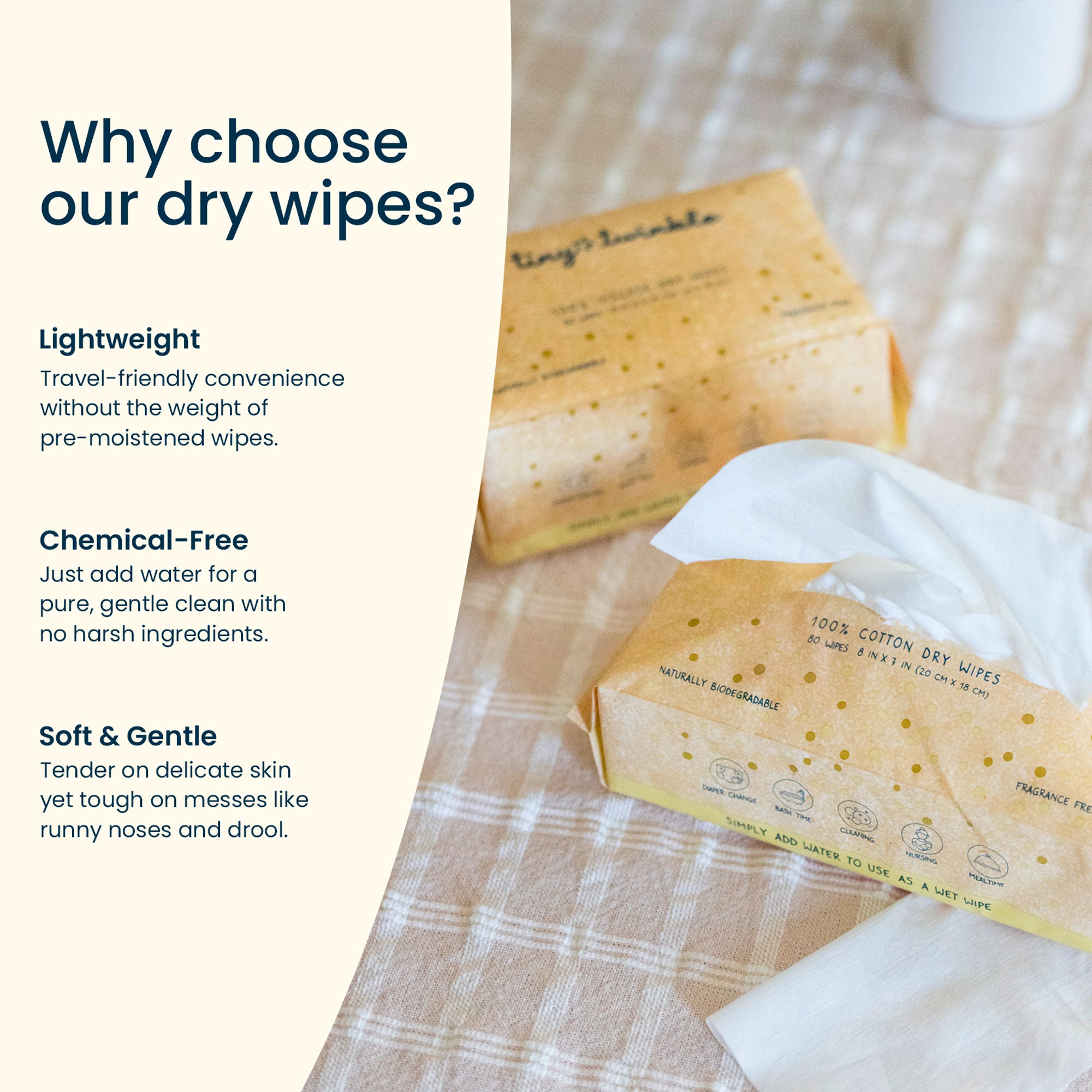 100% Pure Cotton Dry Wipes | Use Wet or Dry | 480 Count