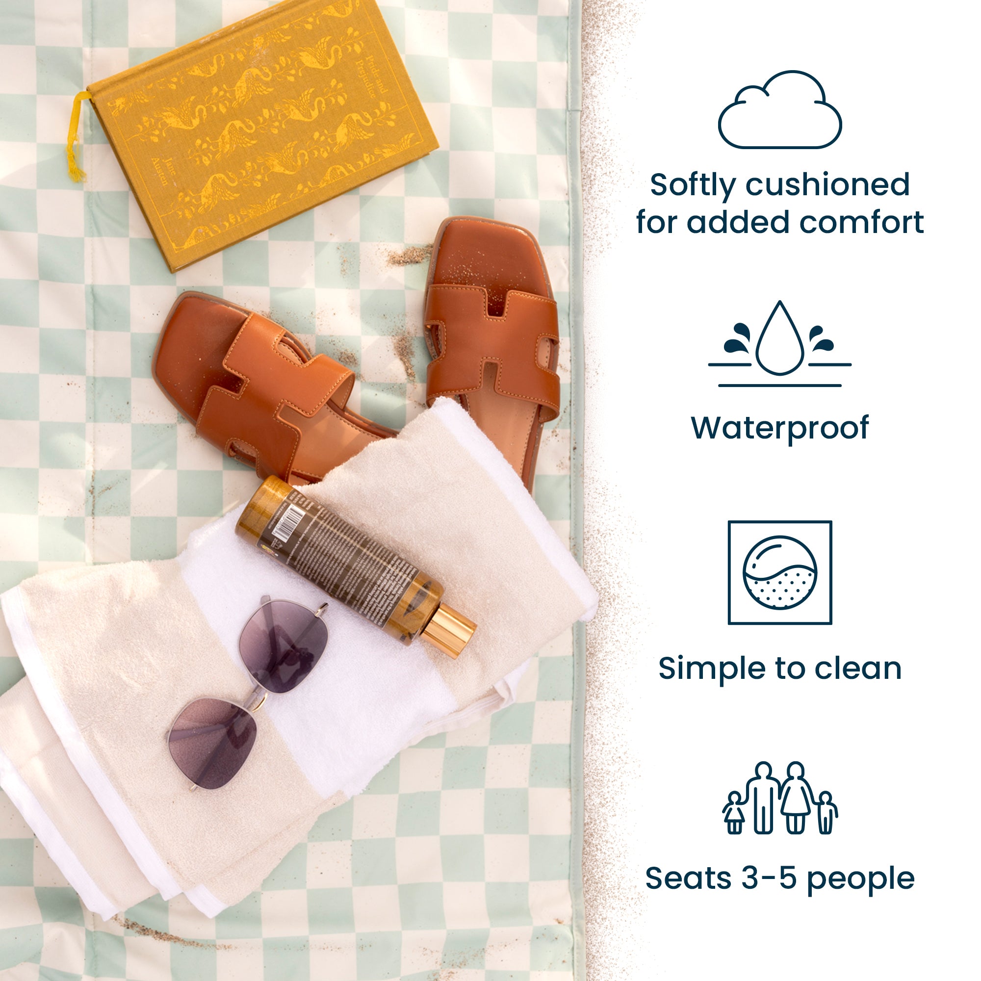 Waterproof Outdoor Blanket 5'x7'- Portable, Foldable, Durable, Easy to Clean, Ideal for Camping, Picnics, Beach, and Travel