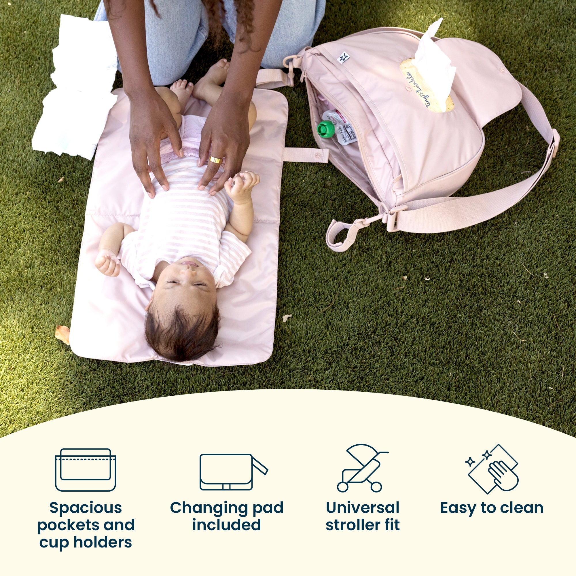 Crossbody Diaper Bag with Portable Changing Pad