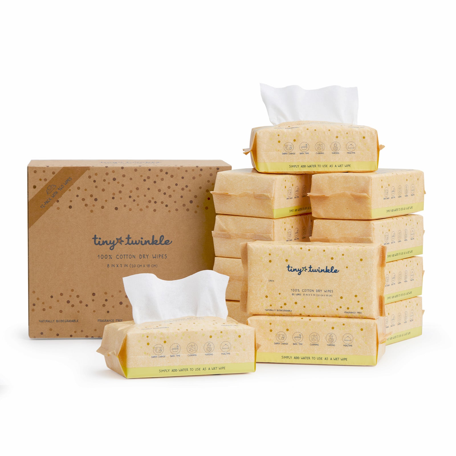 100% Pure Cotton Dry Wipes | Use Wet or Dry