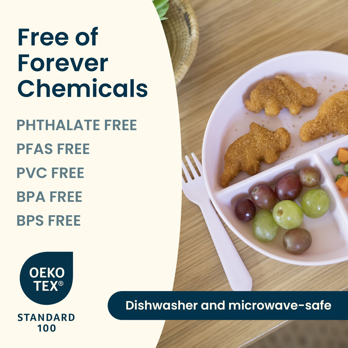 Toddler Plastic Divided Plate 3 Pack Set- BPA Free