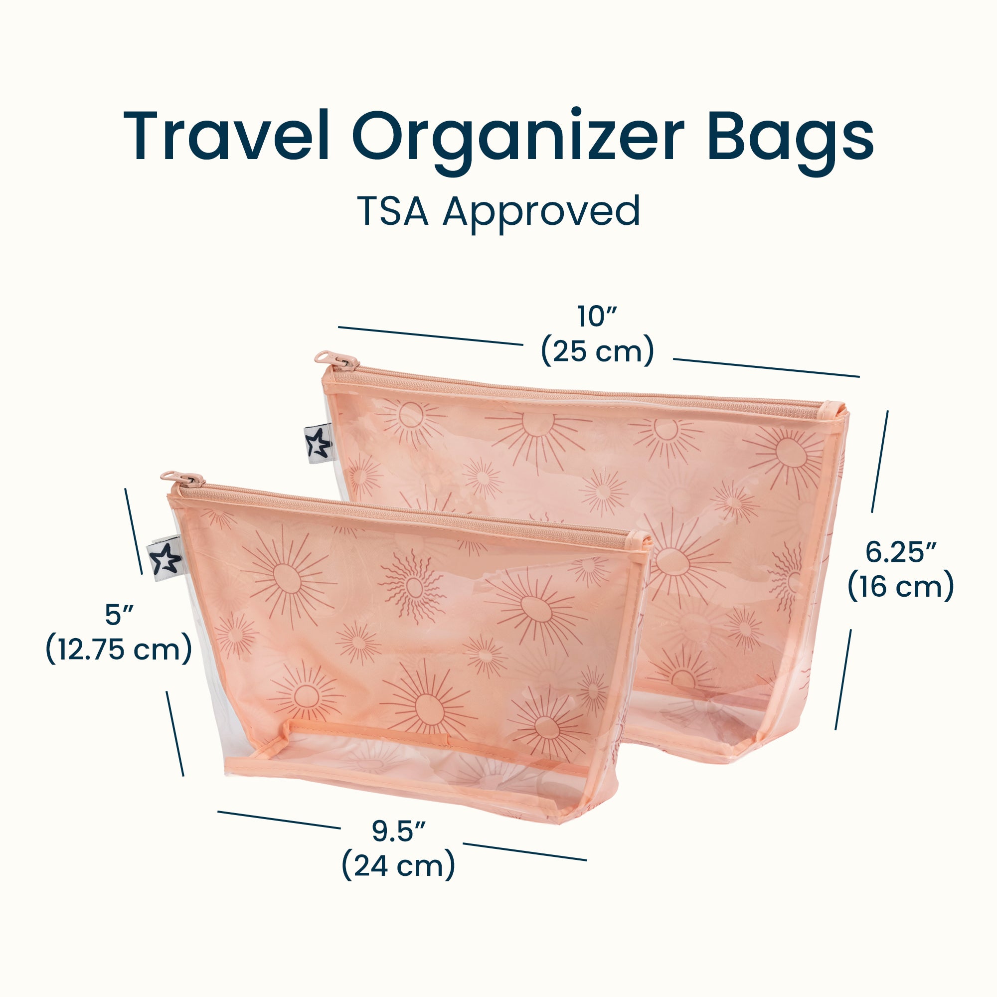Airline Compliant Clear Packing Toiletry Travel Bags - 2PK Sets