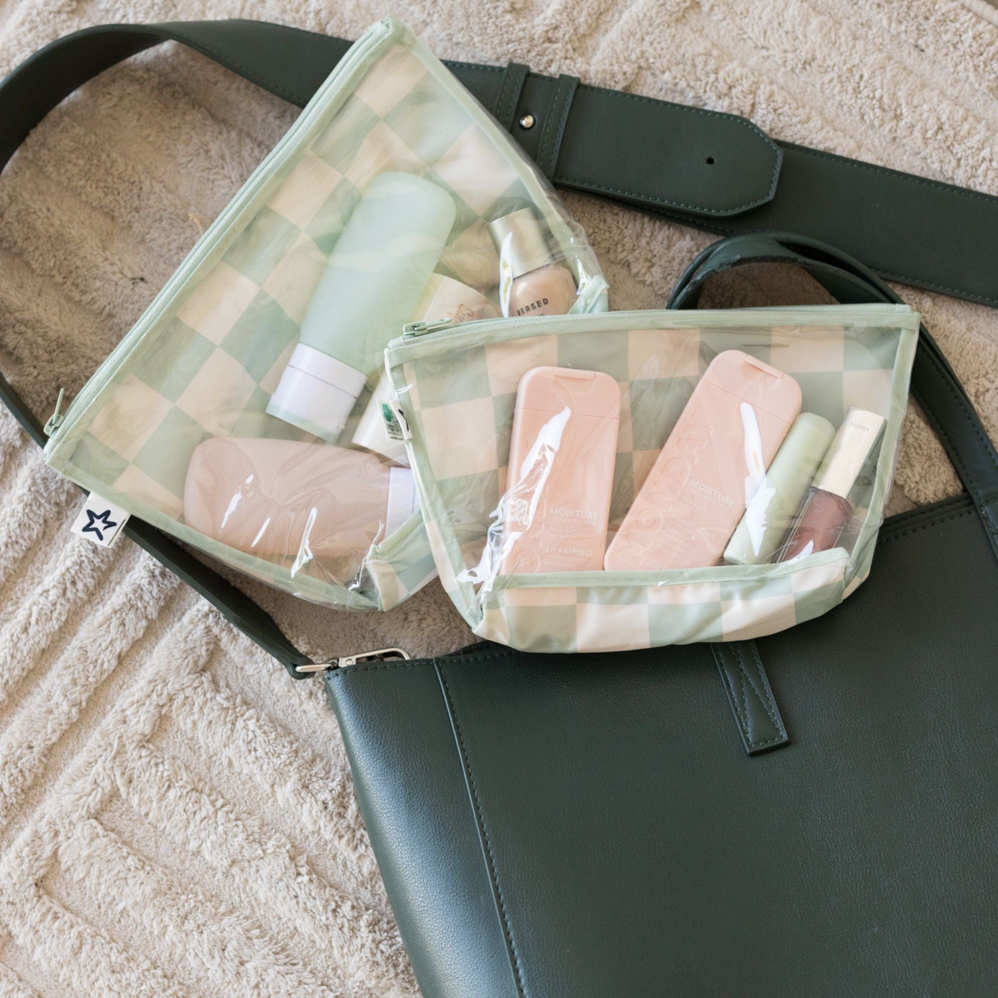 Airline Compliant Clear Packing Toiletry Travel Bags - 2PK Sets