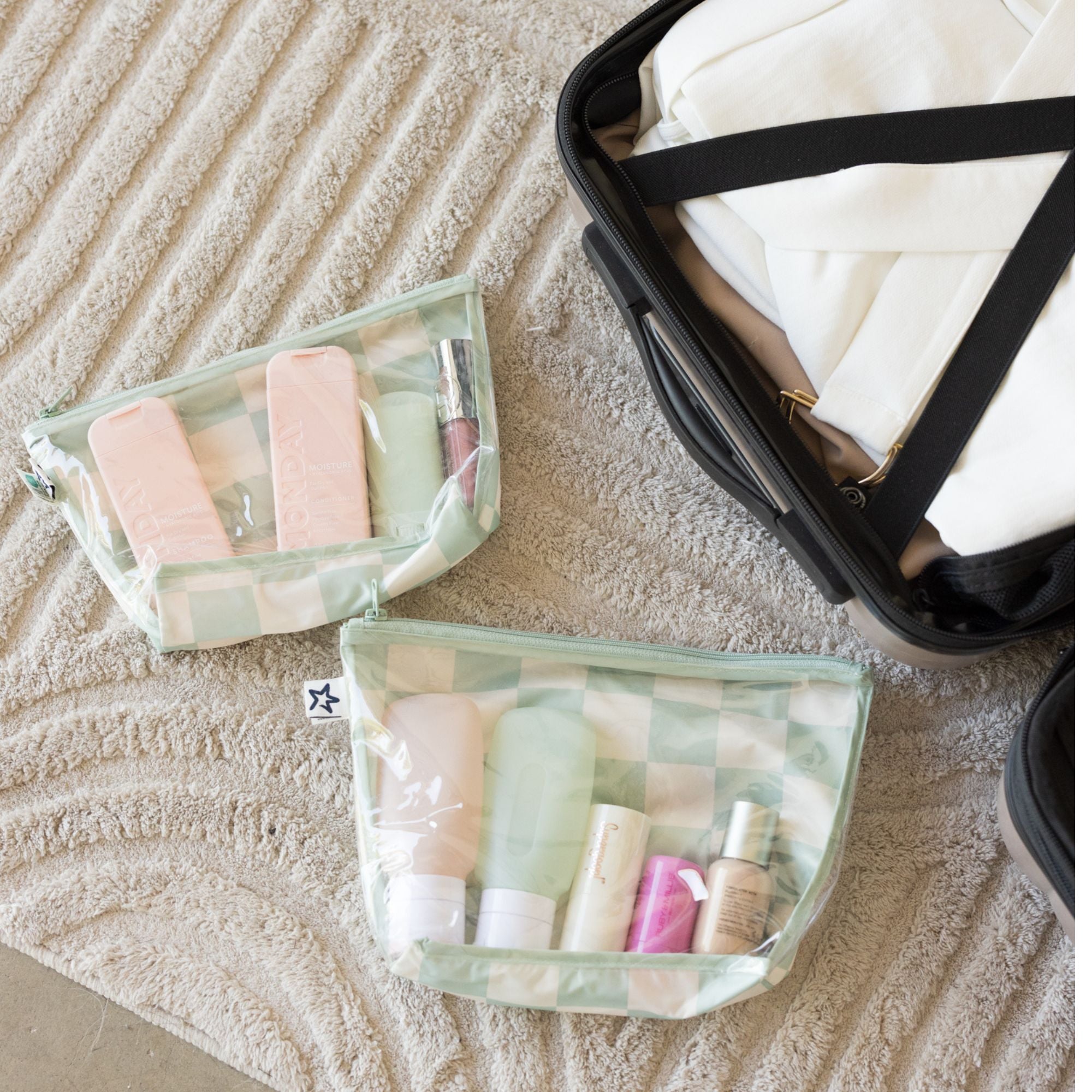 Airline Compliant Clear Packing Toiletry Travel Bags - 2PK Sets