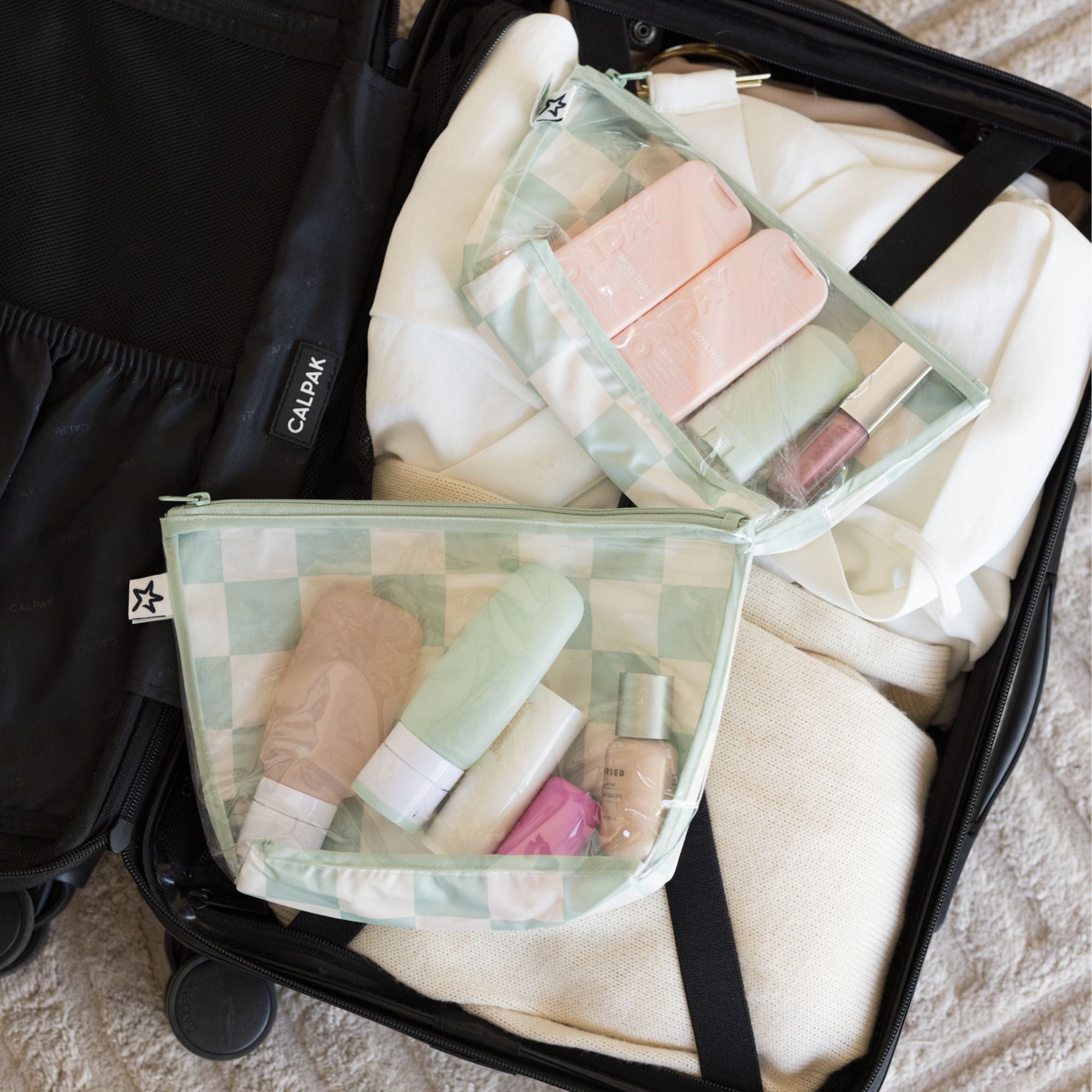 Airline Compliant Clear Packing Toiletry Travel Bags - 2PK Sets